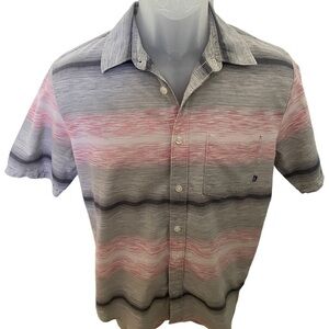 VANS Skate Gray & Pink Gradient Short Sleeve Collared Shirt Men S Small